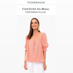Coral Eyelet Iris Blouse